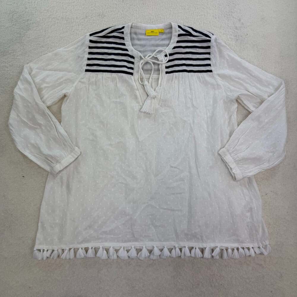 Roberta Roller Rabbit Cotton Tunic Blouse Vacation Classic Shabby Chic Size M